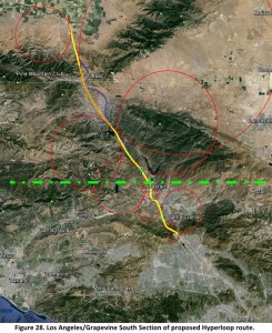 Coming out of L.A., the Fifth Mode Grapevine Hill #Hyperloop System Grapevine Portion of Route